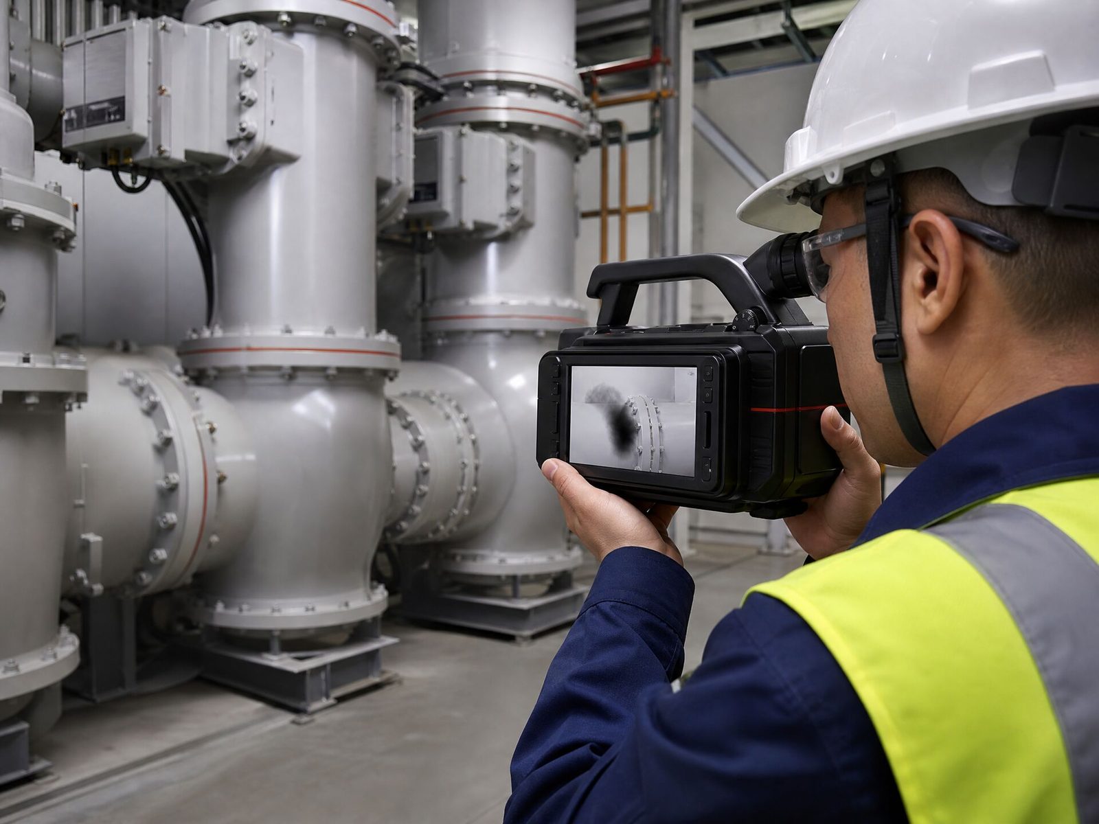 SF6 gas leak detection in GIS switchgear